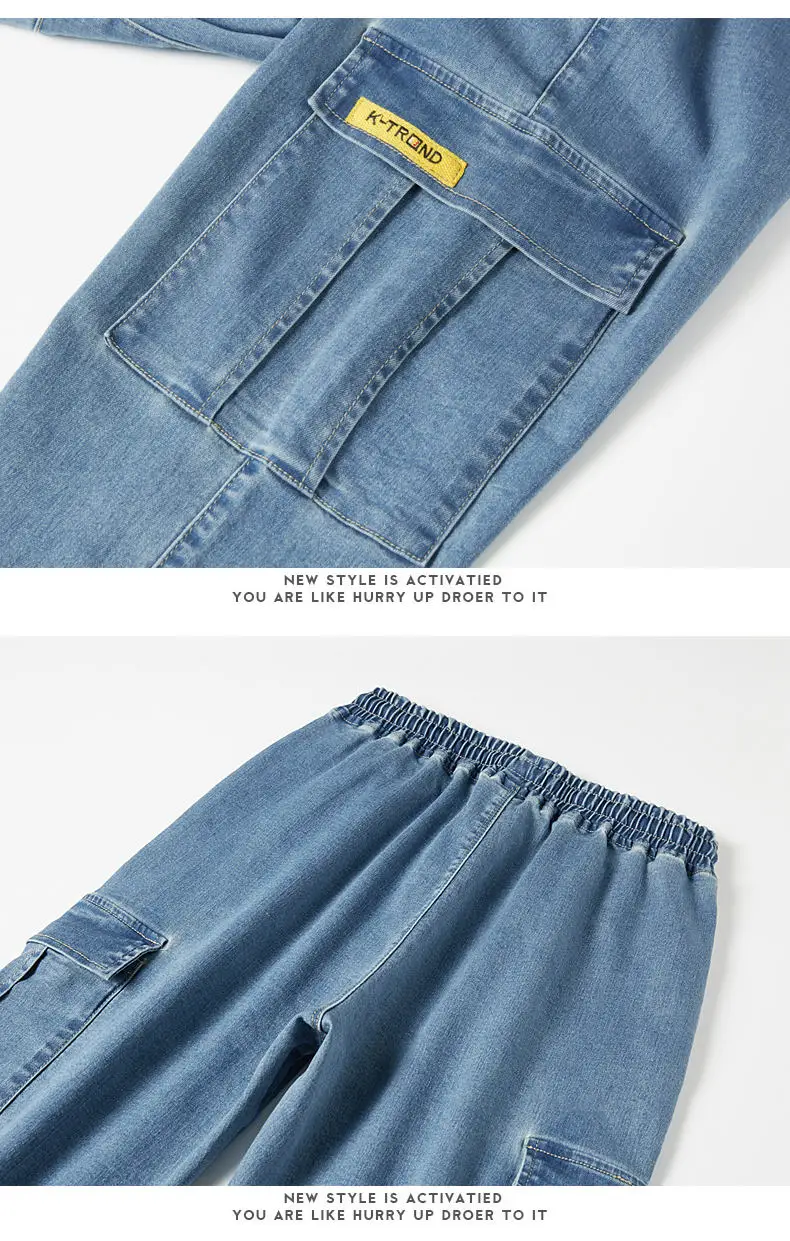 Fashion Denim Jeans Men Cotton Taper Harem Pant Cargo Male Jeans Youth Elastic Waist Stretch Trousers Quality China Brand Jeans 19