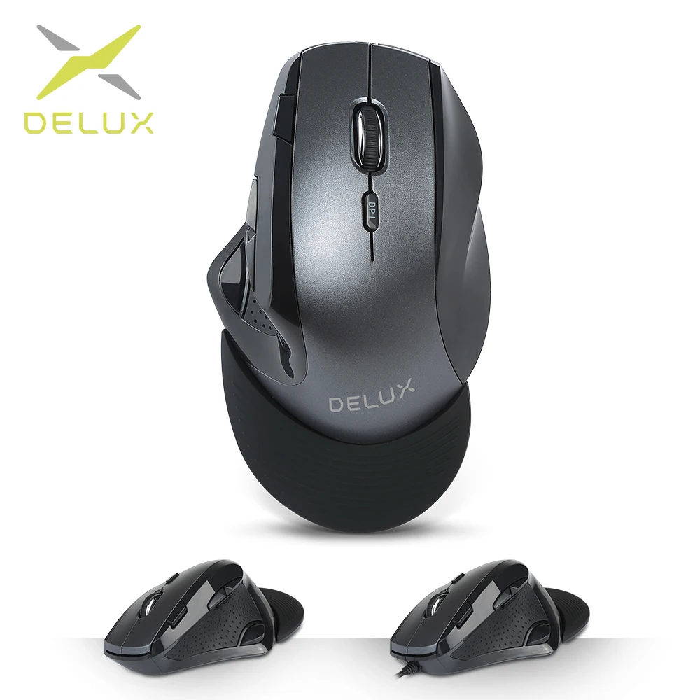 Delux M910GB 2,4 GHz беспроводная мышь 9 Кнопок 2400 dpi эргономичные вертикальные офисные мыши со съемной подставкой для рук для ПК ноутбука