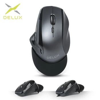 

Delux M910GB Ergonomic Vertical Office Mice 2.4GHz Wireless Mouse 9 Buttons 2400 DPI With Removable Palm Rest For PC Laptop