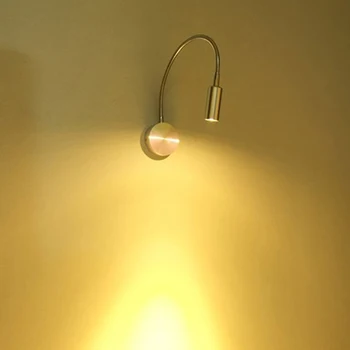 

LED reading lamp 1w wall lighting night bed lamps Soft Tube Adjustable background mirror light flexible reading light Silver