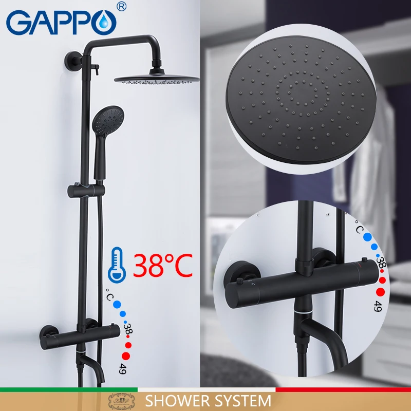 Go Shower System Black Bathroom Set Bath Mixers Waterfall Thermostatic Mixer Tap Wall Mounted Bathtub Faucet Go Shower System Black Bathroom Set Bath Mixers Waterfall Thermostatic Mixer Tap Wall Mounted Bathtub Faucet