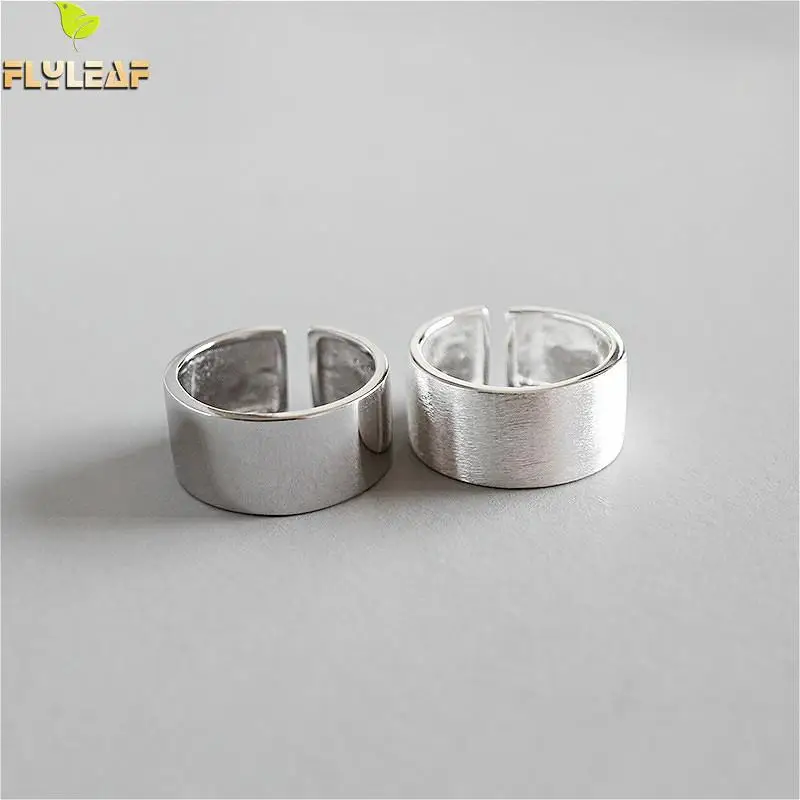 

Flyleaf 925 Sterling Silver Rings For Women Personality Drawing Glossy Wide Femme Fashion Fine Jewelry Simple Open Ring Ol Style
