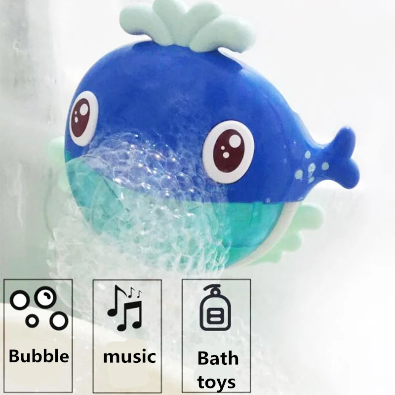 

Summer New whale Mini Bubble Machine Big Crab Automatic Bubble Maker Blower Music Bath Toy for Baby Education Toys dropshipping