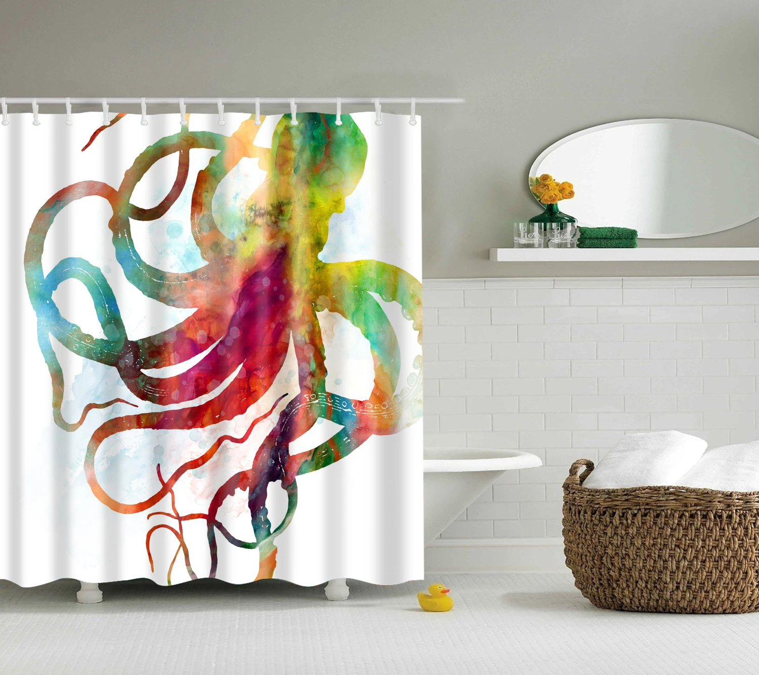 Oil painting print Shower Curtain Long 180x200cm Waterproof polyester blackout 3D print Bath curtain for bathroom curtain