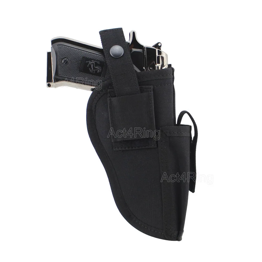 Тактический талии кобуры пистолет с журналом слот EDC правой и левой стороны пистолет держатель чехол - Цвет: Black