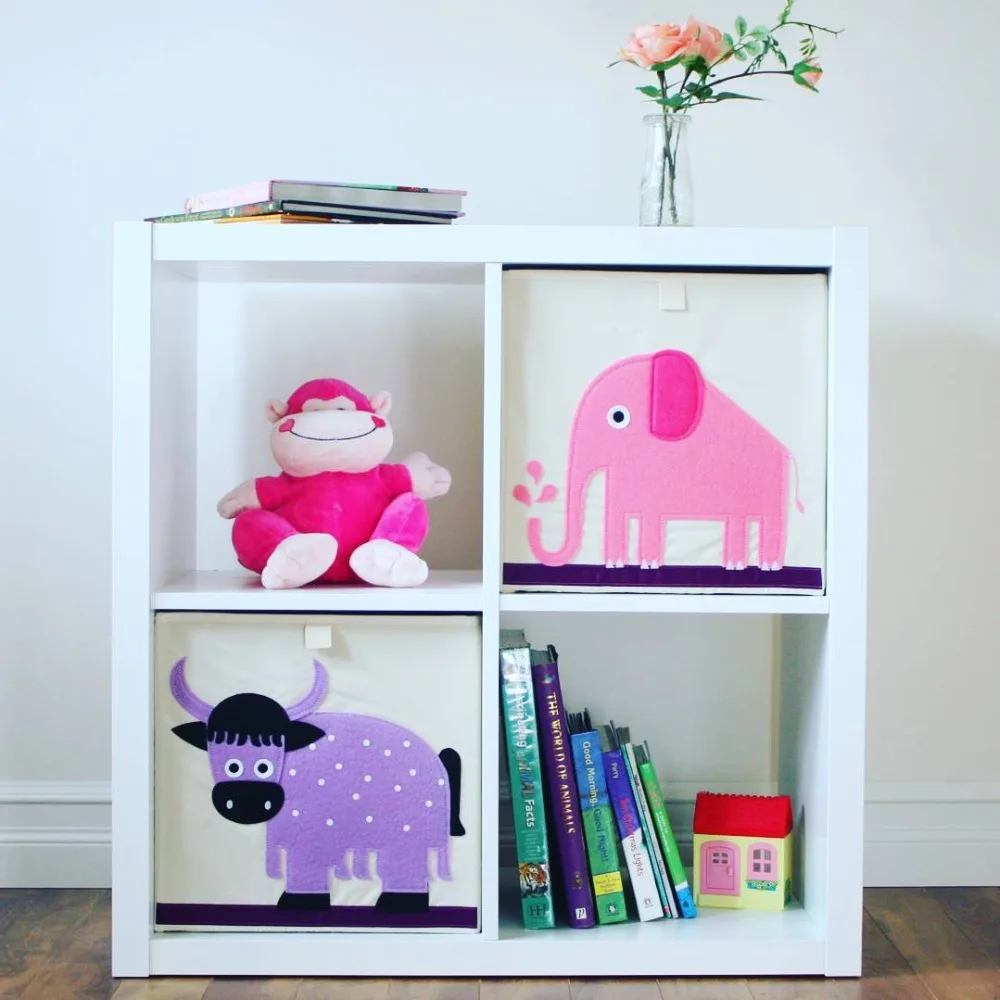 33*33*33cm Cube Storage Box Cartoon Animal Pattern Folding Large Laundry Basket for Sundries kid Clothes Toy Storage organizer