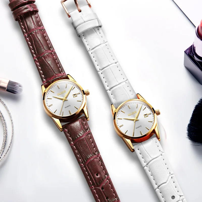 

OLEVS Lovers Watch Men Automatic Classic Rose Gold Leather Bracelets Couple Wrist Watches Women Clock Reloj Hombre 1PCS Price