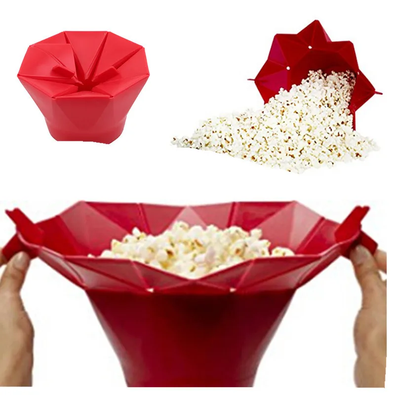 New Foldable Silicone Popcorn Bucket Microwave Bowl DIY Popcorn