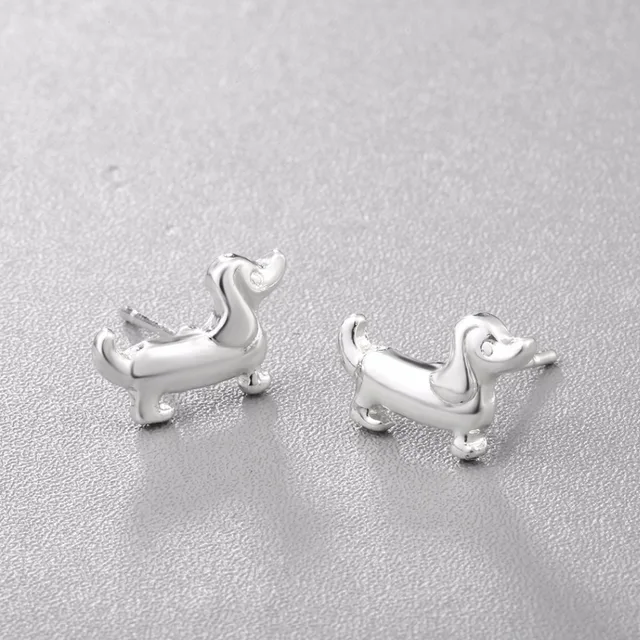 boucle oreille animaux pour femmes, bijoux mignons, imprimé patte d'animal, petit chien en saucisse, teckel, en forme de cœur – Image 5