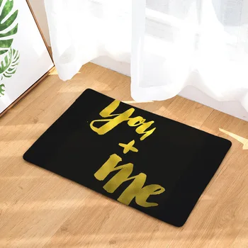 

Flannel Welcome Mats for Front Door Oil Painting Geometry Kitchen Mats Waterproof Bathroom Carpet You and Me Funny Door Mats