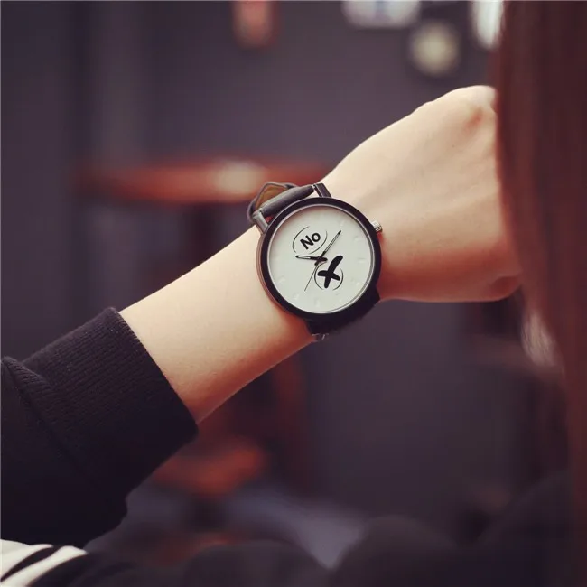 Модные повседневные унисекс наручные часы да или нет черные или белые парные часы для молодых мужчин и женщин jam Tangan дропшиппинг