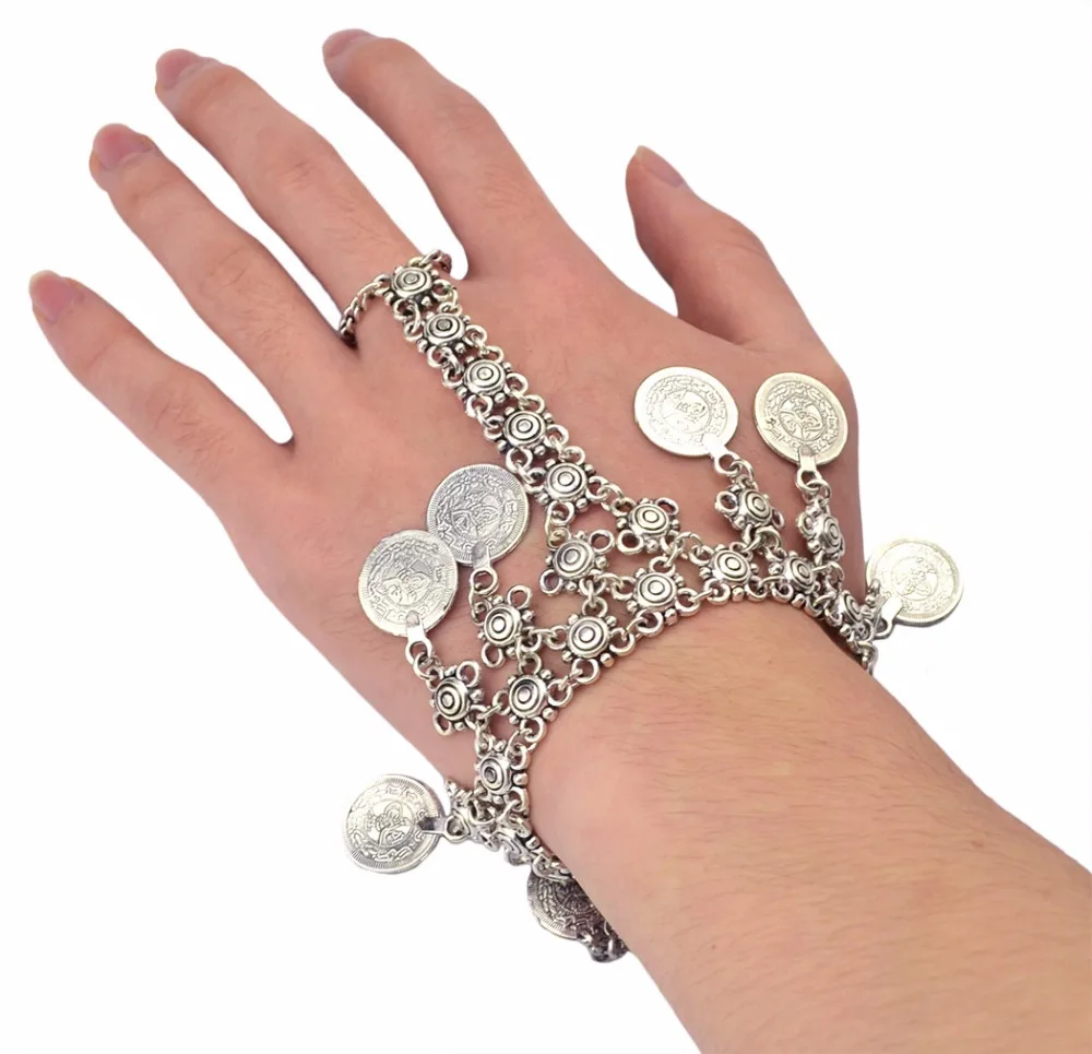 Pulsera de cadena larga con moneda de Metal para mujer, amuleto étnico de borla, tobillera, joyería de playa