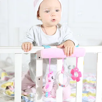 

2019 Cartoon Animal Baby Sound Hanging Car Bed Pendant Safety Seat Plush Kid Soft Toy Mobile Stroller Toys Plush Playing Doll
