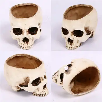 

Resin Crafts Flower Pot Halloween Home Office Flower Pot Planter Skull Pot Decoration @A