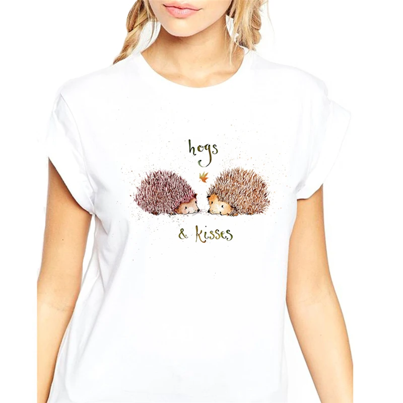 

zh T Shirt Women Cute Cartoon Hedgehog Elephant Owl Animal Cat Casual Tshirt Women Top Tee Summer Short Sleeve T-shirts Girl
