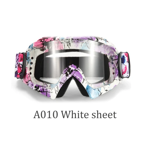 A010 White sheet Защитные очки для мотоциклистов Велоспорт ATV внедорожный шлем лыжный спорт анти ветрозащитные очки гоночный велосипед защитные очки для верховой езды на открытом воздухе очки - Цвет: A010 White sheet