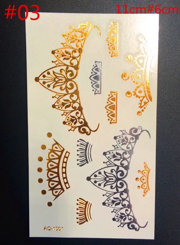 

New special tattoo of gold and silver jewelry inspired Flash tattoos waterproof Flash crown tattoos Flash tattoo totem