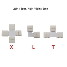 5 conjunto l t x forma 2pin 3pin 4pin 5pin 6pin led conector para conectar canto direito ângulo 5050 smd rgb rgbw 3528 2812 led strip