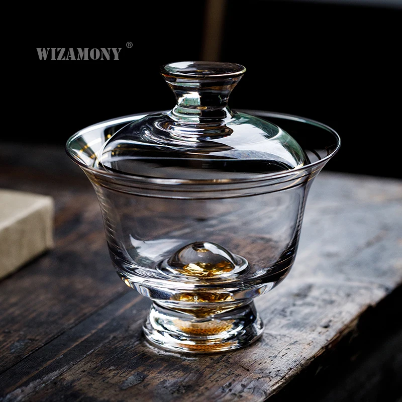 

WIZAMONY Chinese Kung Fu Tea set Golden thicker Heat resistance gaiwan teaware teapot teacups tea sets Glass puer Drinkware