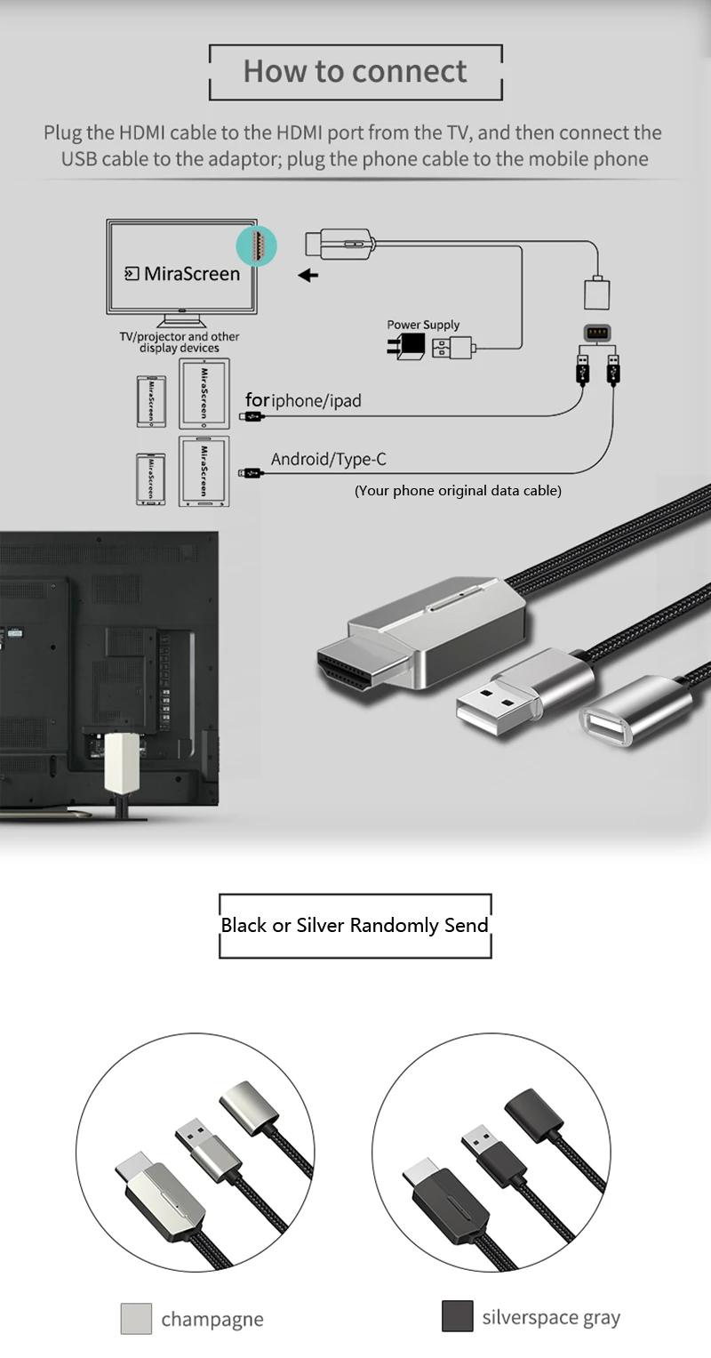 Все в 1 HDMI кабель для iPhone iPad huawei iOS Micro usb type C Android телефон к телевизору проектор HD ТВ адаптер экран зеркальный кабель