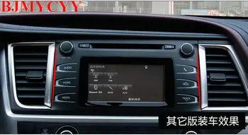 

BJMYCYY Fit For 2014 2015 2016 2017 Toyota Highlander Chrome Interior Dashboard Panel Air Vent Outlet Cover Car styling