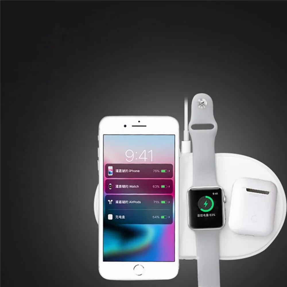 3 في 1 شاحن لاسلكي تشى الوسادة آيفون X ل iWatch سريع الشحن اللاسلكي منصات ل Airpods العالمي المحمول شواحن الهاتف