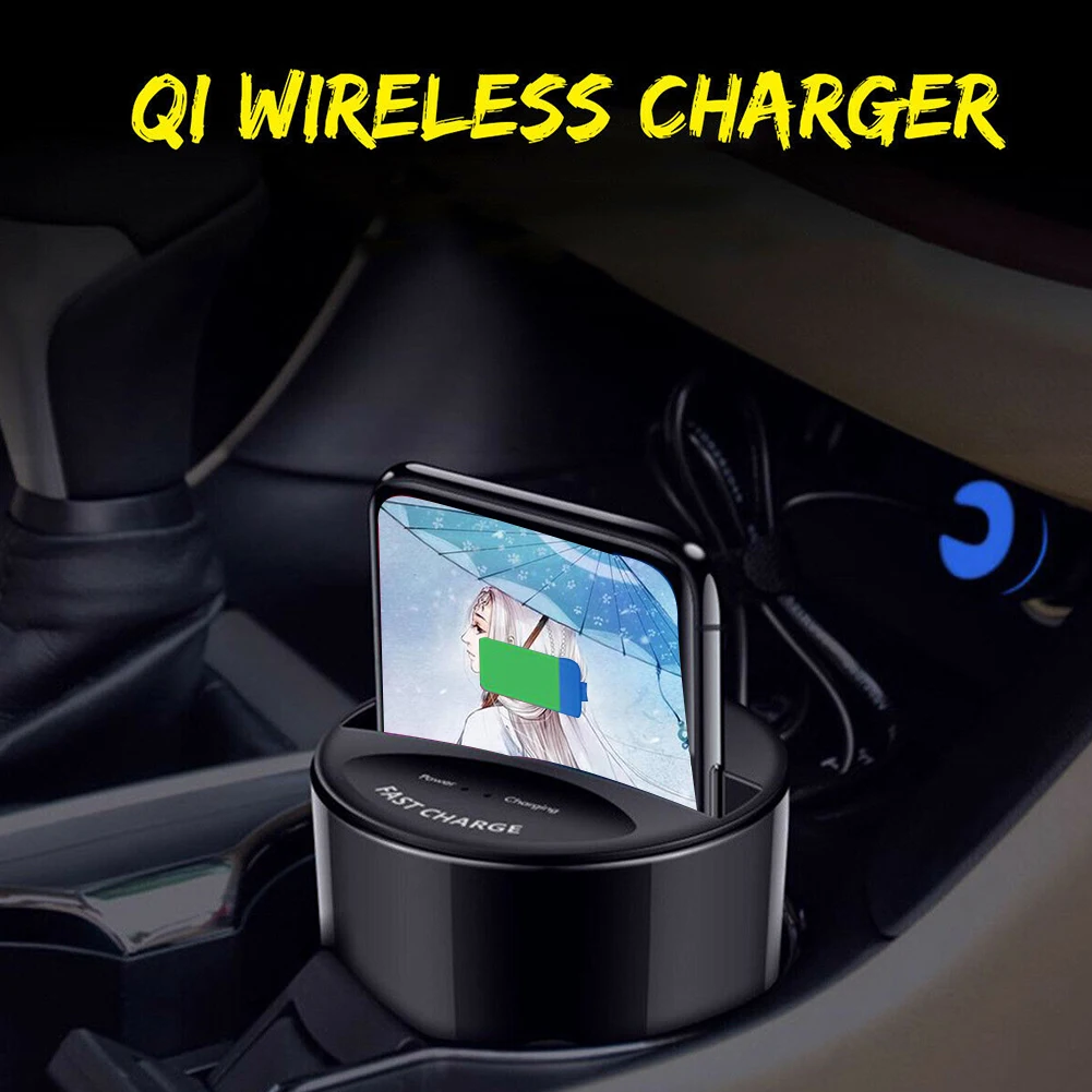 Fast Car Charger Wireless Stable Output Durable Heat Dissipation Cup Shape Easy Operate Stand Vehicle Mounted Auto Holder USB Fast Car Charger Wireless Stable Output Durable Heat Dissipation Cup Shape Easy Operate Stand Vehicle Mounted Auto Holder USB