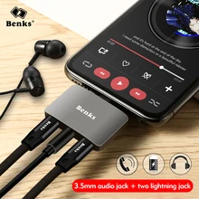 Benks 3 in 1 Adapter For Lightning Splitter Charger Adapter For iPhone 7 8 X 10 Plus Headphone Charger Audio 3.5mm Earphone Jack