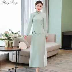 2019 Винтаж Cheongsam дизайн платья Современный Qipao Традиционный китайский Восточный платья для женщин длинное платье V1491