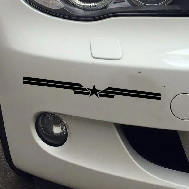 

HotMeiNi Fashion Logo Star Stripe Windshield Vinyl Car Sticker Decal For Car Window Bumper Laptop Kayak Black/Silver 20*1.9cm