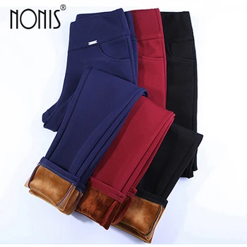 

Nonis Warm Gold Fleece Women Pants 2017 Winter Female High Waist Stretch Pencil Pants Femme Leggings Skinny Trousers PLus Size