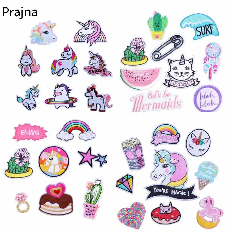 

Prajna Cute Rainbow Dream Catcher Patch Badges For Bags Stripe On Clothes Unicorn Patch Iron-On Transfers Embroidered DIY E