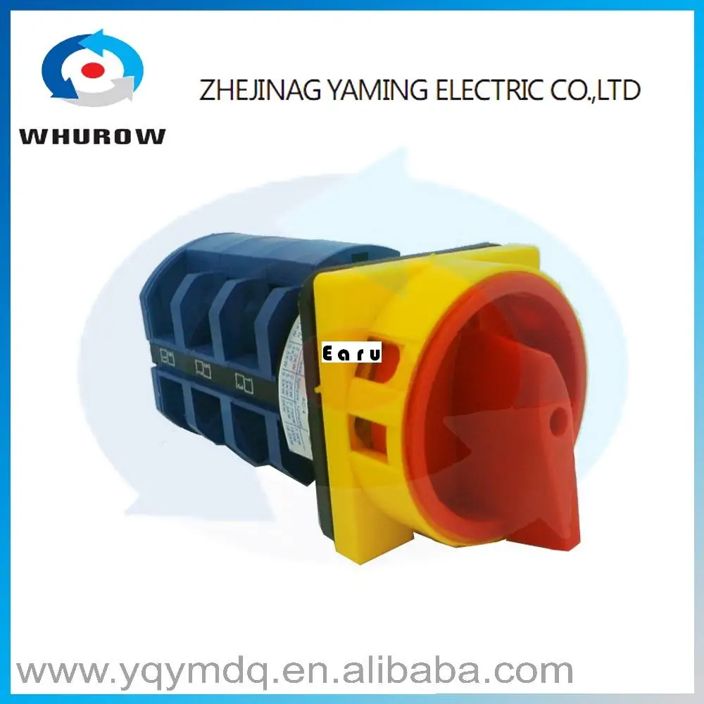 

LW26-63/3GS High quality dc voltage automatic electrical changeover rotary cam switch three poles 63A sliver point contacts