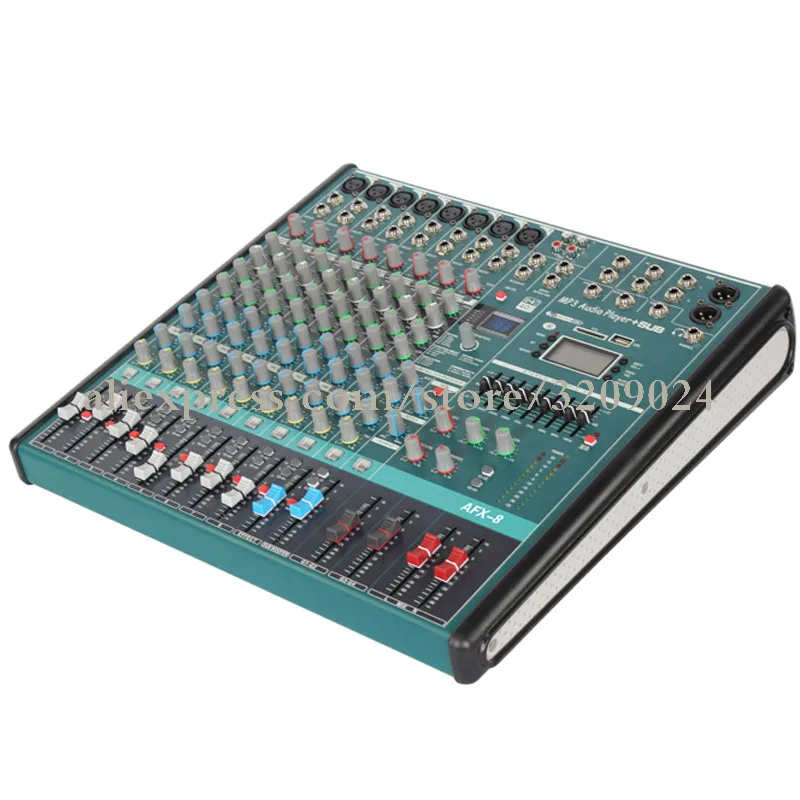

Mixer 8 Channel with Bluetooth USB Digital Reverb Wedding Stage Performance 9 Segment Balanced Group Tuner Karaoke Microphone