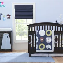 Кровать для новорожденных бамперов синий милый мультфильм зоо Вышивка Комплект постельного белья для маленьких мальчиков хлопок мягкая простыня для детской кроватки одеяло простыня