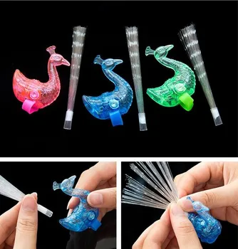 

Peacock Finger Light Colorful LED Light-up Rings Party Gadgets Kids Intelligent Toy for Party Gift Color Random