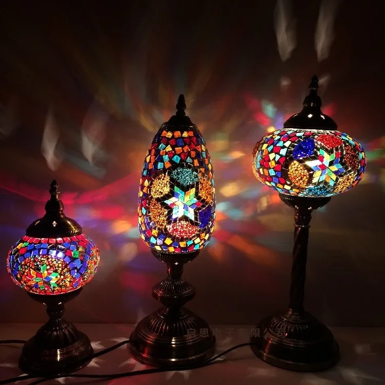 Lâmpada de Mesa Lampada da Tavolo Turco Mosaico Mediterrâneo Arte Deco Artesanal Vidro Romântico Cama Luz Stile Mediterraneo 2 glass modern pendant light