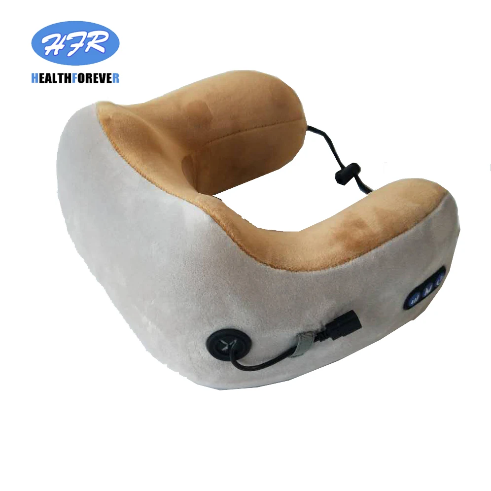 Multi-functional rechargeable neck and shoulder U type musical electric heated vibration kneading massage pillow