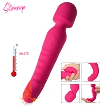 Heating Vibrator Av Wand Massager Vibrator Waterproof Soft Dildo Vibrator G Spot Clitoris Stimulator Adult Sex Toys for Woman g spot anal vibrator for woman heating stretch double head dildo vibrator magic av wand clitoris stimulator body massager