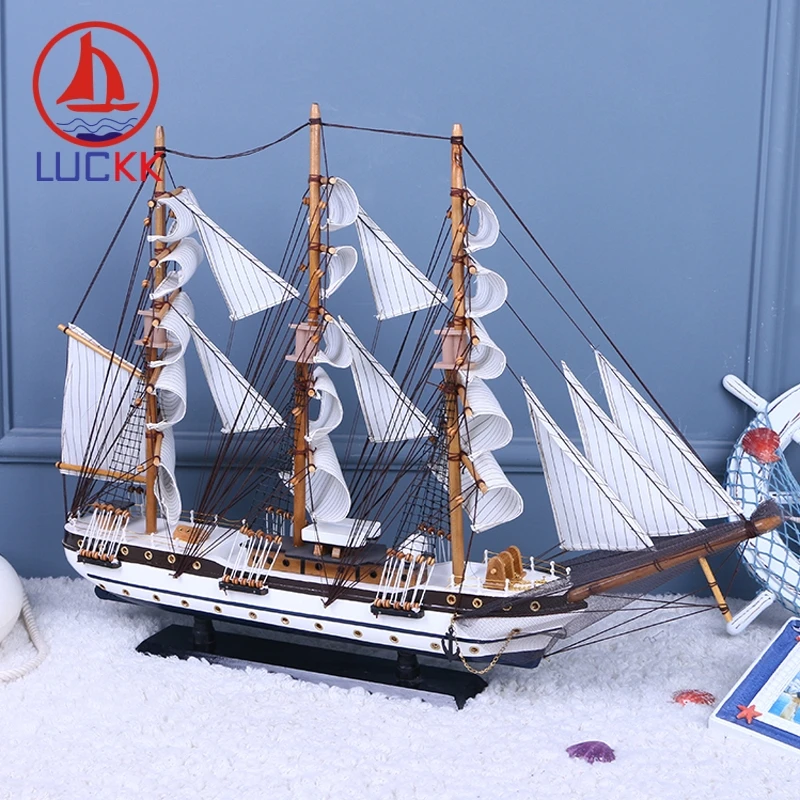 LUCKK 80 см черная кнопка деревянная модель корабль парусник с рыболовной сеткой