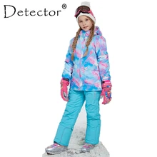 Detector/зимняя ветрозащитная лыжная куртка для девочек и штаны, комплект верхней одежды для детей, детские зимние комплекты теплый лыжный костюм для мальчиков и девочек