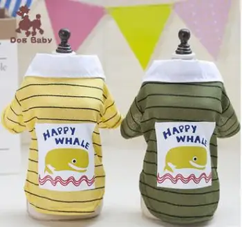 

10pc/lot) Wholesale Pet Dog happy whale Tshirt vest Clothes Puppy Cat Apparel Costume Cachorro For Teddy Chihuah S-XXL DE28