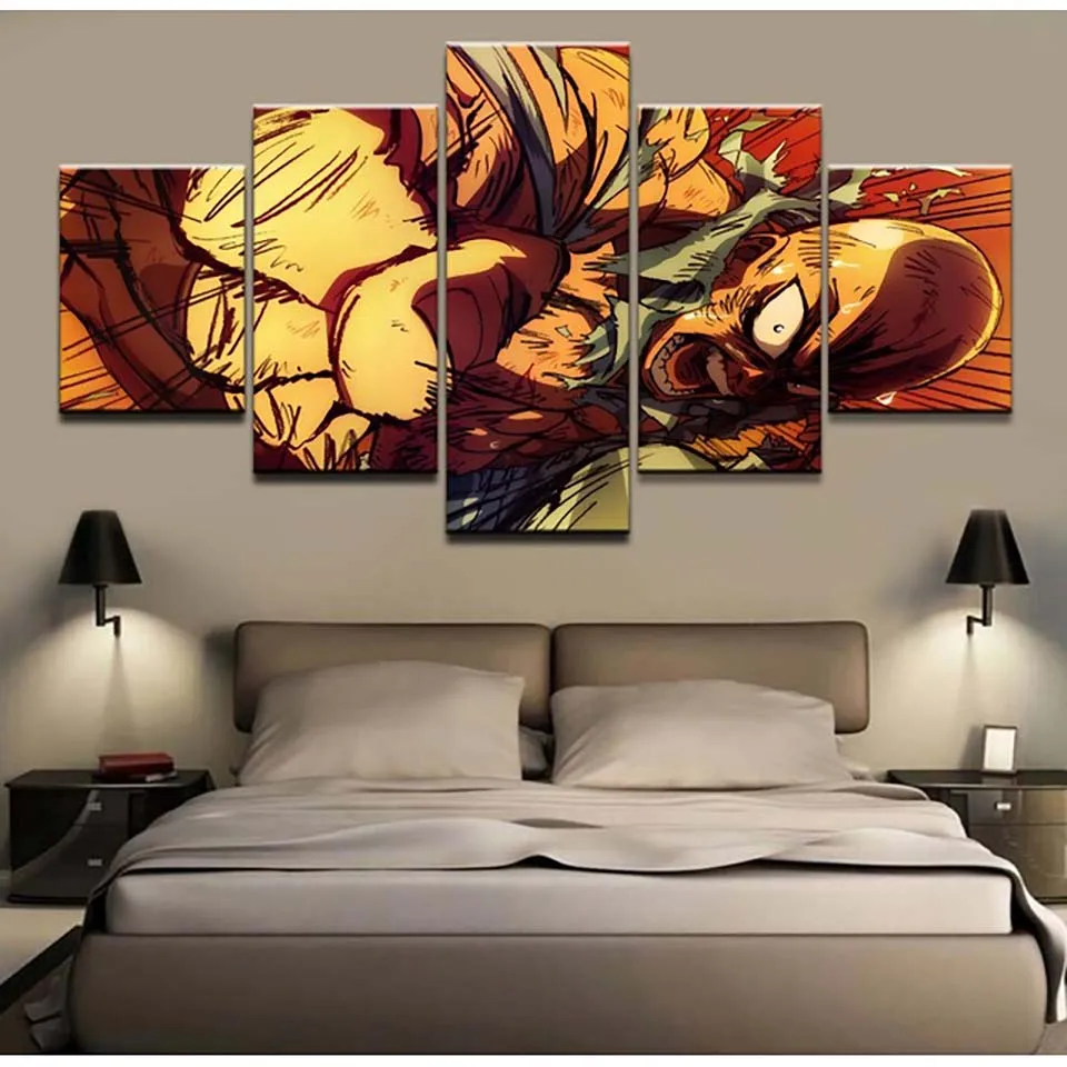 

5 Panels More Products One-Punch Man Anime Custom Painting Canvas Wall Art Picture Home Decoration Living Room Canvas Painting