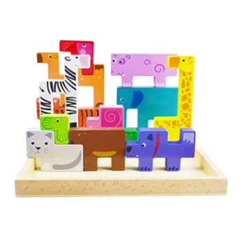 

1pc Jigsaw Piece Wooden DIY Educational Building Block Toy Jigsaw Toy for Toddlers Children Kids