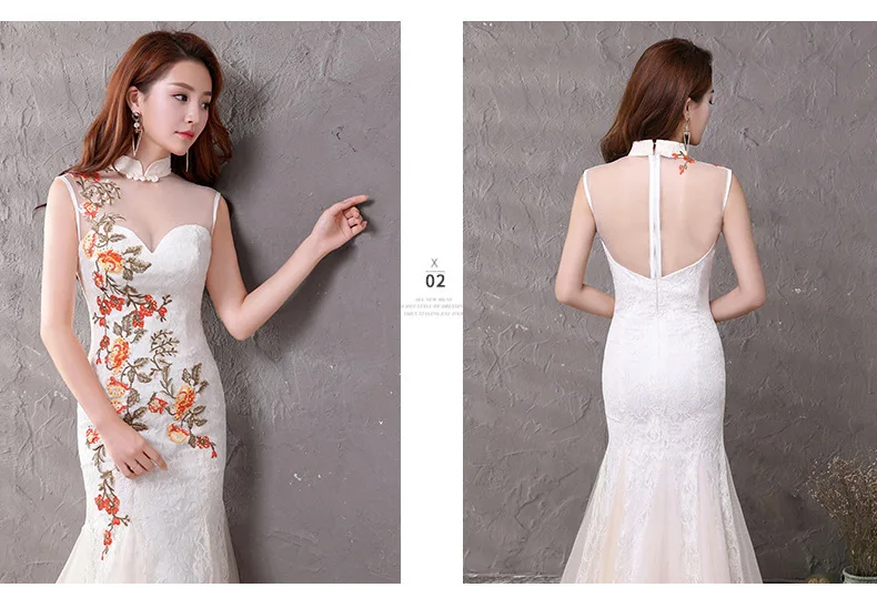 Вечернее платье кружевное традиционное китайское Ципао женское ...