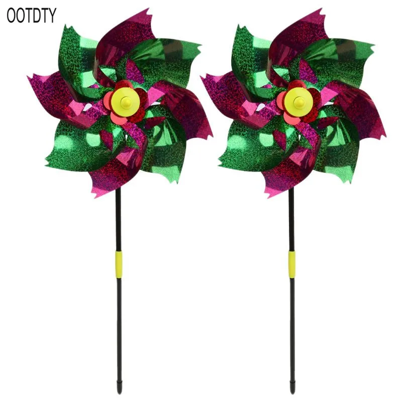

2 Pcs/Set Wind Spinner Glitter Glow Windmill Colorful Garden Decoration Party Kids Children Toys Pinwheel Outdoor Games Gifts