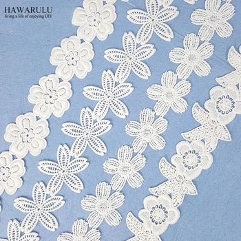 

10yard african white lace fabric 2019 high quality lace wedding decoration trim DIY Computer embroidery water-soluble lace