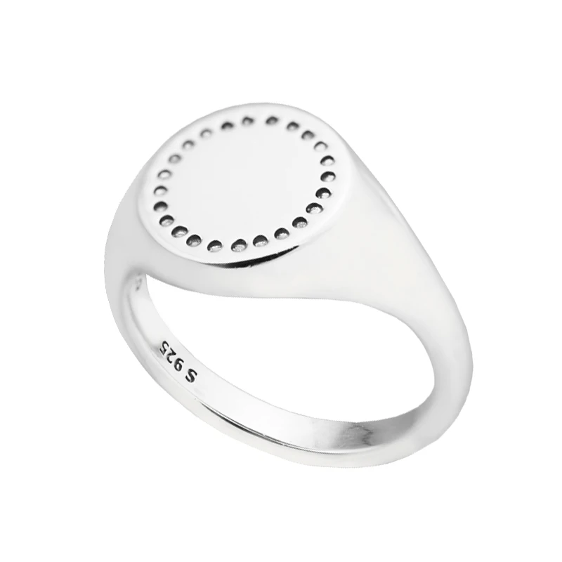 

Pandulaso Circle Signet Clear CZ Rings For Jewelry Making 925 Sterling Silver jewelry Woman engagement Ring silver ladies ring
