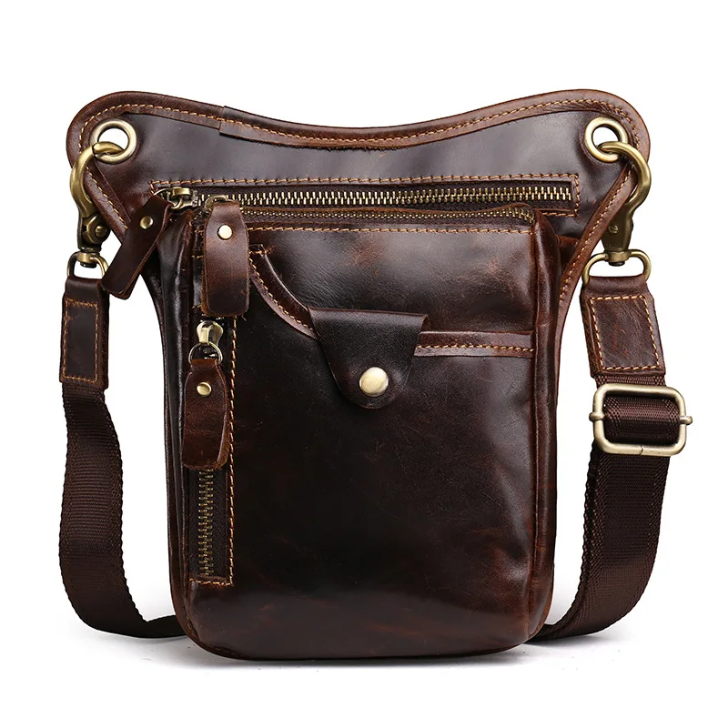 

New Cool Crazy Horse Leather Men bag Small Genuine Leather Bag Vintage Shoulder messenger Bag Retro Cow Leather Men Waist Packs