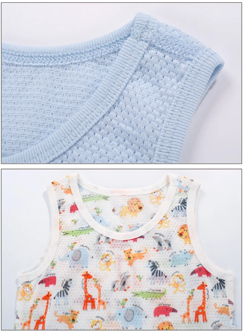 Y474 Детские Mesh жилет Летний хлопок Bones одежда для малышей Baby животных печати 3 шт./компл. жилет